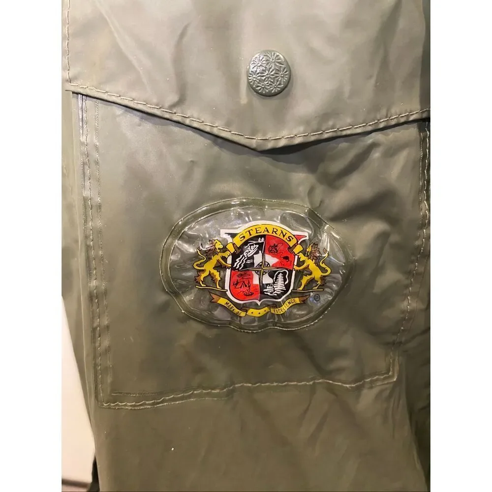 Stearns Dry Wear PVC Rain Jacket Olive Green Hooded Fishing Waterproof Coat